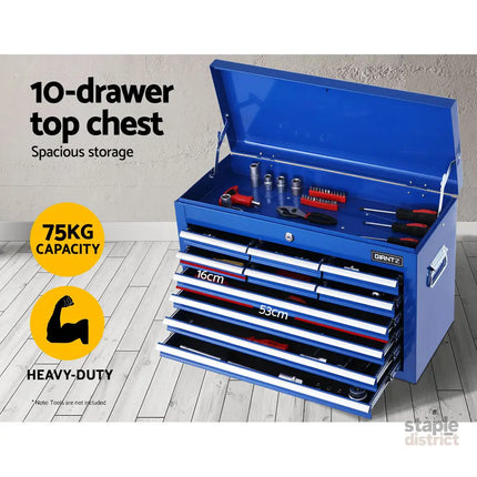 Giantz 17 Drawer Tool Box Cabinet Chest Trolley Toolbox Garage Storage Box Blue - Tools > Tools Storage > Tool Cabinets