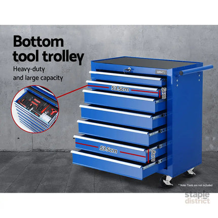 Giantz 17 Drawer Tool Box Cabinet Chest Trolley Toolbox Garage Storage Box Blue - Tools > Tools Storage > Tool Cabinets
