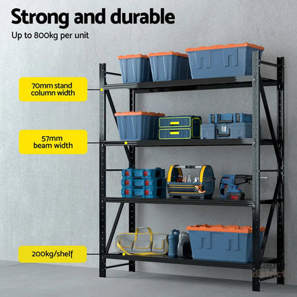 Giantz 2.4Mx2M Warehouse Shelving Garage Rack - Tools > Tools Storage > Utility Trolleys