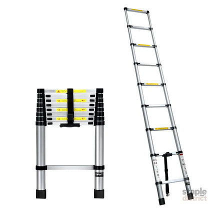 Giantz 2.6M Telescopic Ladder Aluminium Extension Extendable Steps Adjustable Height - Tools > Industrial Tools >