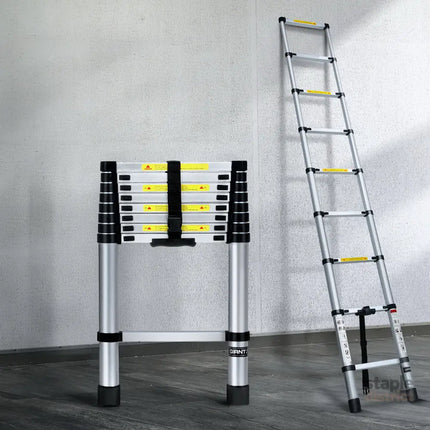 Giantz 2.6M Telescopic Ladder Aluminium Extension Extendable Steps Adjustable Height - Tools > Industrial Tools >