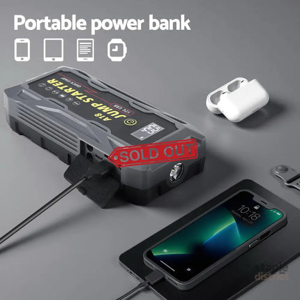 Giantz 2000A Portable Car Jump Starter 12V Lithium Battery Booster Pack Power Bank & Jumper Cables - Electronics >