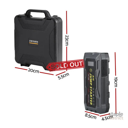 Giantz 2000A Portable Car Jump Starter 12V Lithium Battery Booster Pack Power Bank & Jumper Cables - Electronics >
