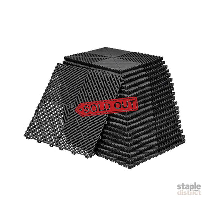 Giantz 20PCS Garage Floor Tiles Interlocking Drainage Non-Slip Tiles Heavy Duty for Workshop Black - Home & Garden >
