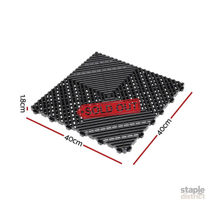 Giantz 20PCS Garage Floor Tiles Interlocking Drainage Non-Slip Tiles Heavy Duty for Workshop Black - Home & Garden >