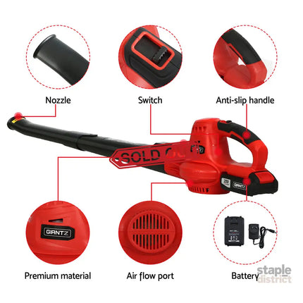 Giantz 20V Cordless Leaf Blower Garden Lithium Battery Electric Nozzles 2-Speed - Home & Garden > Garden Tools > Leaf