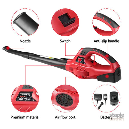Giantz 20V Cordless Leaf Blower Garden Lithium Electric Battery Nozzles 2-Speed - Home & Garden > Garden Tools > Leaf