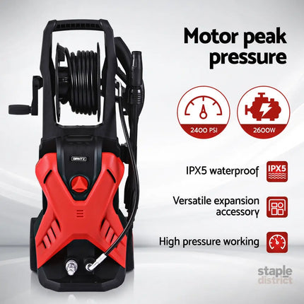 Giantz 2400PSI High Pressure Washer Electric Water Cleaner Pump 10M Jet Hose Gurney - Tools > Power Tools > Outdoor