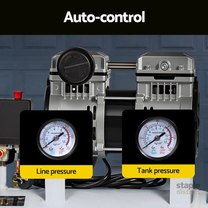 Giantz 24L Air Compressor Quiet 0.75HP Oil-Free Portable Tyre Inflator 40L/Min - Tools > Air Compressor > Air