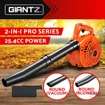 Giantz 25.4cc Petrol Leaf Blower Vacuum 2-in-1 Garden Vac Mulcher Blower Orange - Tools > Power Tools > Outdoor Power