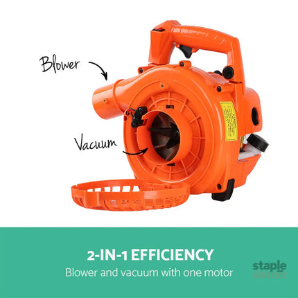 Giantz 25.4cc Petrol Leaf Blower Vacuum 2-in-1 Garden Vac Mulcher Blower Orange - Tools > Power Tools > Outdoor Power