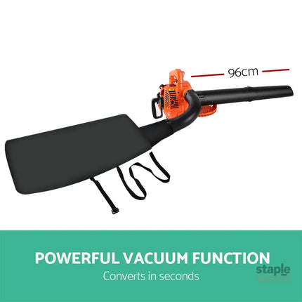 Giantz 25.4cc Petrol Leaf Blower Vacuum 2-in-1 Garden Vac Mulcher Blower Orange - Tools > Power Tools > Outdoor Power