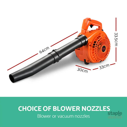 Giantz 25.4cc Petrol Leaf Blower Vacuum 2-in-1 Garden Vac Mulcher Blower Orange - Tools > Power Tools > Outdoor Power