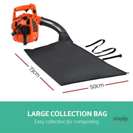 Giantz 25.4cc Petrol Leaf Blower Vacuum 2-in-1 Garden Vac Mulcher Blower Orange - Tools > Power Tools > Outdoor Power