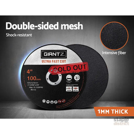Giantz 25-Piece Cutting Discs 4’’ 100mm,Giantz 25pcs 4’’ Cutting Discs 100mm Angle Grinder Thin Cut Off Wheel for Metal