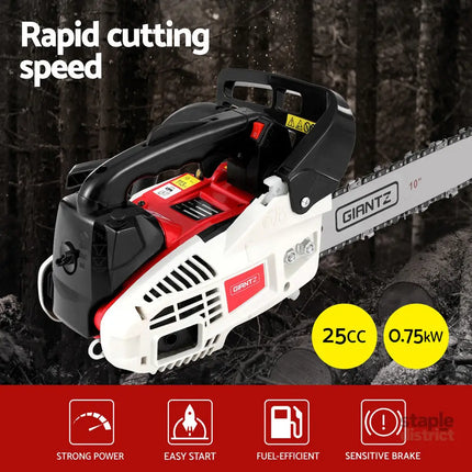 Giantz 25cc Petrol Chainsaw 10’’ Bar E-Start Tree Pruning Chain Saw - Tools > Power Tools > Chainsaws