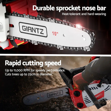 Giantz 25cc Petrol Chainsaw 10’’ Bar E-Start Tree Pruning Chain Saw - Tools > Power Tools > Chainsaws