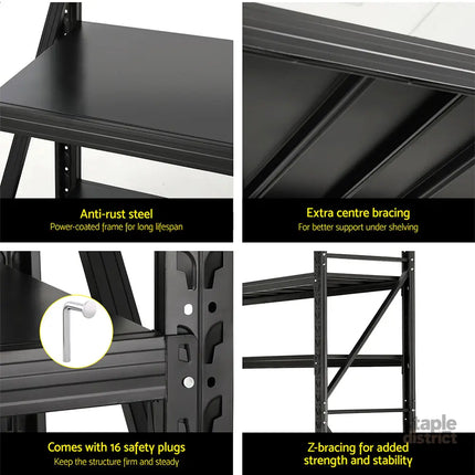 Giantz 2Mx1.8M Garage Shelving Warehouse Rack Pallet Racking Storage Shelf Black - Tools > Tools Storage > Wall Storage
