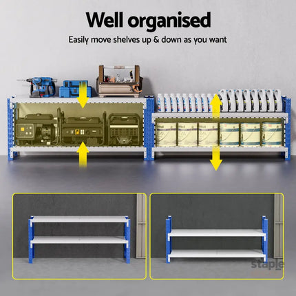Giantz 2x 0.9M Garage Shelving Workbench Warehouse Rack - Tools > Tools Storage > Wall Storage Racks