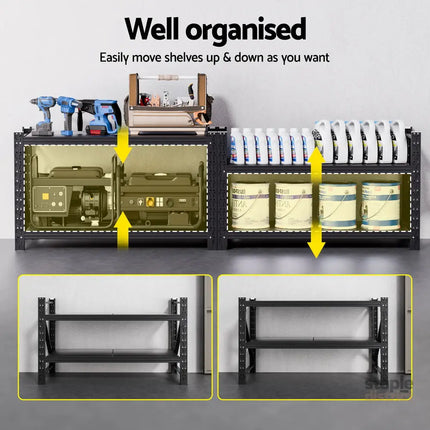 Giantz 2x 0.9M Garage Shelving Workbench Warehouse Rack - Tools > Tools Storage > Wall Storage Racks