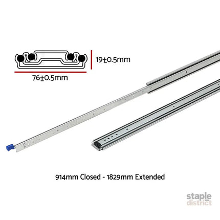 Giantz 2x Drawer Slides Full Extension Locking 227kg 914-1829mm Length - Home & Garden > DIY > Kitchen & Bathroom DIY