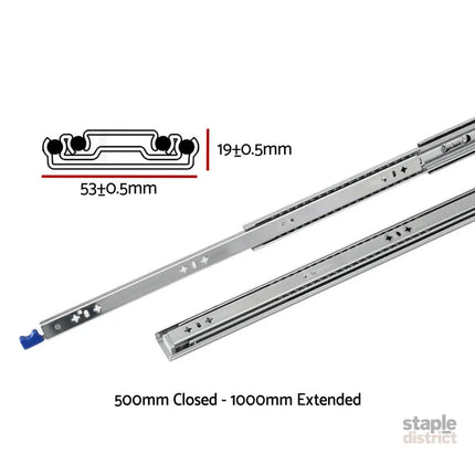 Giantz 2x Drawer Slides Heavy Duty Full Extension Locking 500-1000mm Length - Home & Garden > DIY > Kitchen & Bathroom
