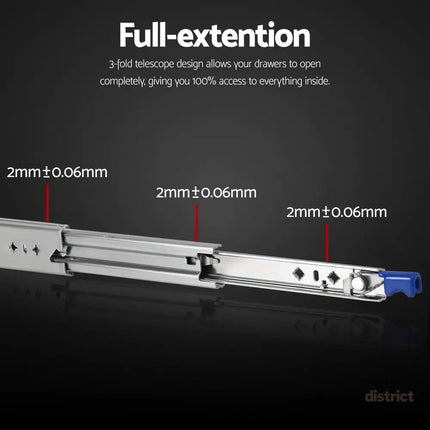 Giantz 2x Drawer Slides Heavy Duty Full Extension Locking 750-1500mm Length - Home & Garden > DIY > Kitchen & Bathroom