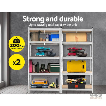 Giantz 2x1.8M Garage Shelving Warehouse Rack Pallet Racking Storage Shelf Silver - Tools > Tools Storage > Wall Storage