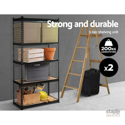 Giantz 2x1.8M Garage Shelving Warehouse Rack Pallet Racking Storage Shelve Black - Tools > Tools Storage > Wall Storage