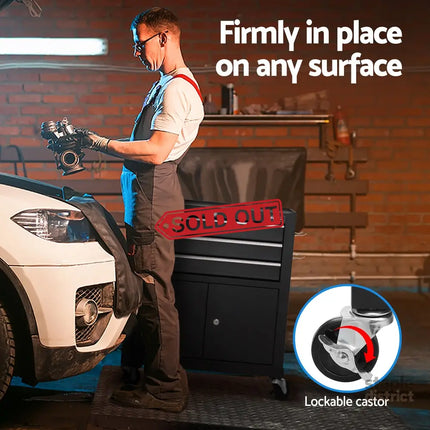 Giantz 3 Drawer Tool Box Chest Cabinet Toolbox Storage Garage Organiser Wheels - Tools > Tools Storage > Tool Cabinets