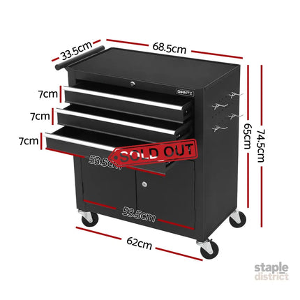 Giantz 3 Drawer Tool Box Chest Cabinet Toolbox Storage Garage Organiser Wheels - Tools > Tools Storage > Tool Cabinets