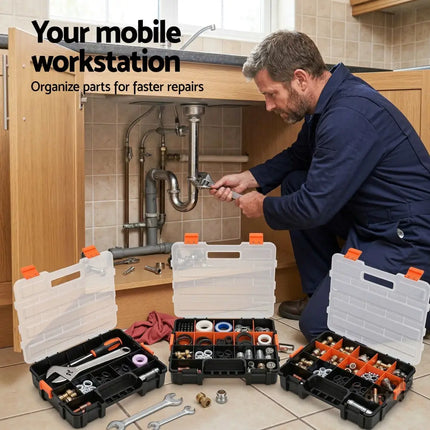 Giantz 3 Pack Tool Box Organizer with Hardware Storage Box for Small Parts - Tools > Tools Storage > Tool Boxes