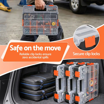 Giantz 3 Pack Tool Box Organizer with Hardware Storage Box for Small Parts - Tools > Tools Storage > Tool Boxes