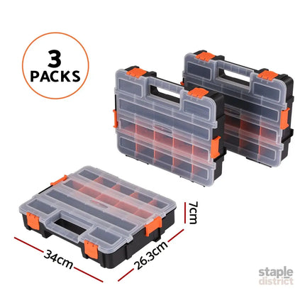 Giantz 3 Pack Tool Box Organizer with Hardware Storage Box for Small Parts - Tools > Tools Storage > Tool Boxes