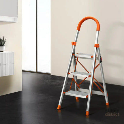 Giantz 3 Step Ladder Multi-Purpose Folding Aluminium Light Weight Non Slip Platform - Tools > Industrial Tools >