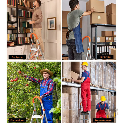 Giantz 3 Step Ladder Multi-Purpose Folding Aluminium Light Weight Non Slip Platform - Tools > Industrial Tools >