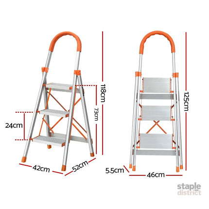 Giantz 3 Step Ladder Multi-Purpose Folding Aluminium Light Weight Non Slip Platform - Tools > Industrial Tools >