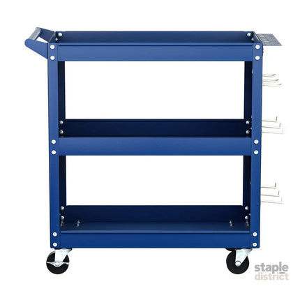 Giantz 3-Tier Tool Cart Storage Trolley Workshop Garage Pegboard Hooks Blue - Tools > Tools Storage > Utility Trolleys