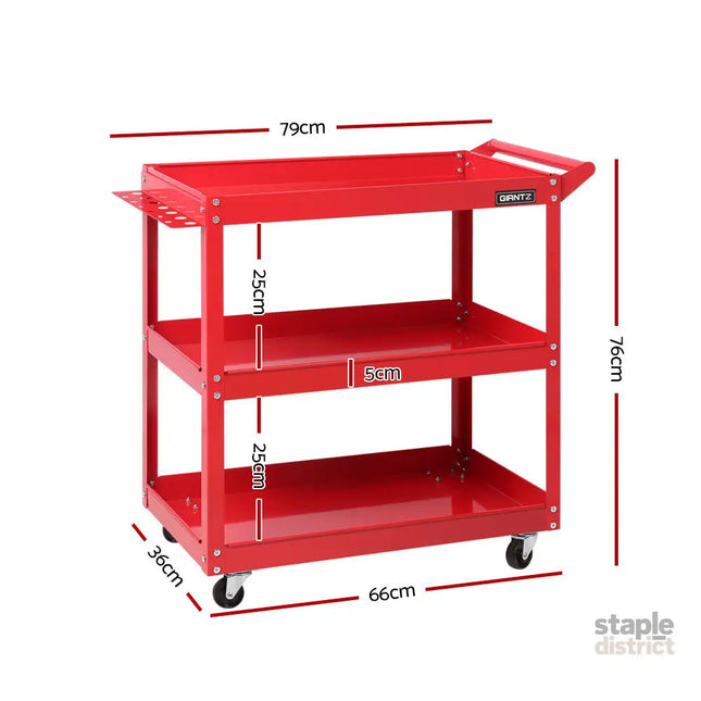 Giantz 3-Tier Tool Cart Trolley Workshop Garage Storage Organizer Red - Sports & Fitness > Bikes & Accessories >