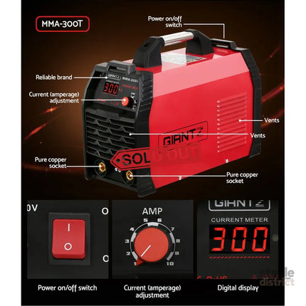 Giantz 300Amp Inverter Welder MMA ARC iGBT DC Gas Welding Machine Stick Portable - Tools > Power Tools > Welding Guns &