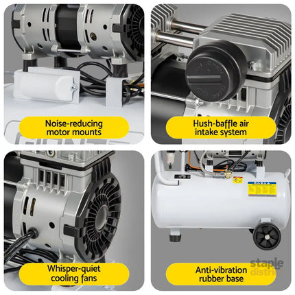 Giantz 30L Air Compressor Quiet 0.75HP Oil-Free Portable Tyre Inflator 40L/Min - Tools > Air Compressor > Air