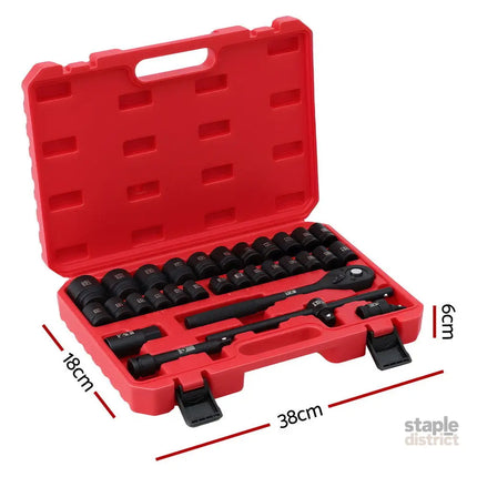 Giantz 30Pc 1/2’’ Drive Socket Set Cr-V Steel 8-32mm Workshop Repair - Tools > Other Tools > Tool Sockets