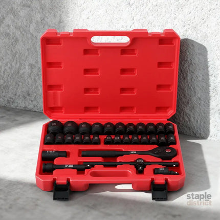 Giantz 30Pc 1/2’’ Drive Socket Set Cr-V Steel 8-32mm Workshop Repair - Tools > Other Tools > Tool Sockets