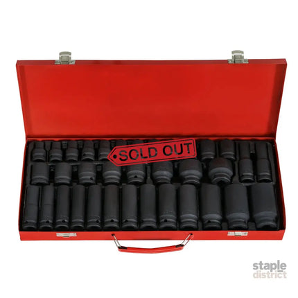 Giantz 35pcs 1/2’’ Drive Impact Socket Set Metric 8-32mm with Case - Tools > Other Tools > Tool Sockets