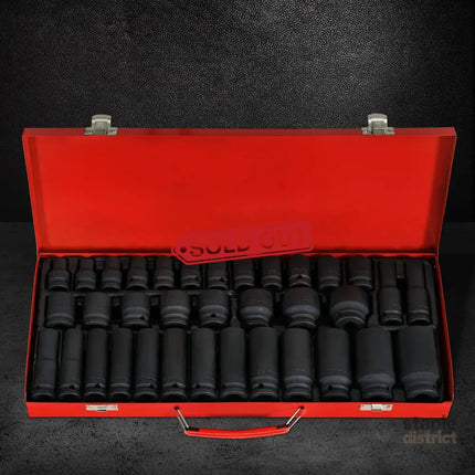 Giantz 35pcs 1/2’’ Drive Impact Socket Set Metric 8-32mm with Case - Tools > Other Tools > Tool Sockets