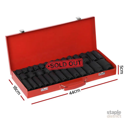 Giantz 35pcs 1/2’’ Drive Impact Socket Set Metric 8-32mm with Case - Tools > Other Tools > Tool Sockets