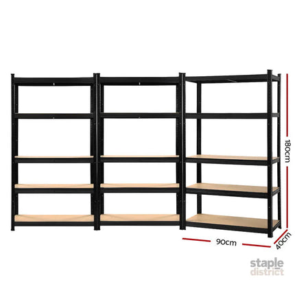 Giantz 3x1.8M Garage Shelving Warehouse Rack Pallet Racking Storage Shelf Black - Tools > Tools Storage > Wall Storage