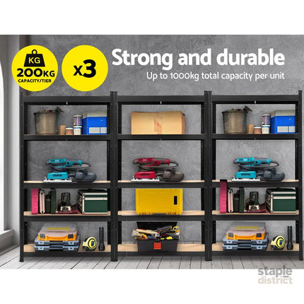 Giantz 3x1.8M Garage Shelving Warehouse Rack Pallet Racking Storage Shelf Black - Tools > Tools Storage > Wall Storage