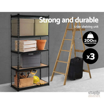 Giantz 3x1.8M Garage Shelving Warehouse Rack Pallet Racking Storage Shelve Black - Tools > Tools Storage > Wall Storage
