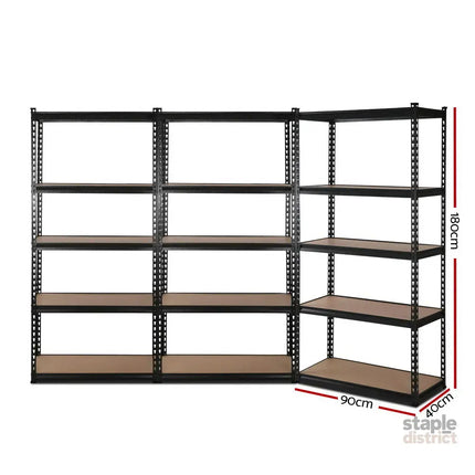 Giantz 3x1.8M Garage Shelving Warehouse Rack Pallet Racking Storage Shelve Black - Tools > Tools Storage > Wall Storage